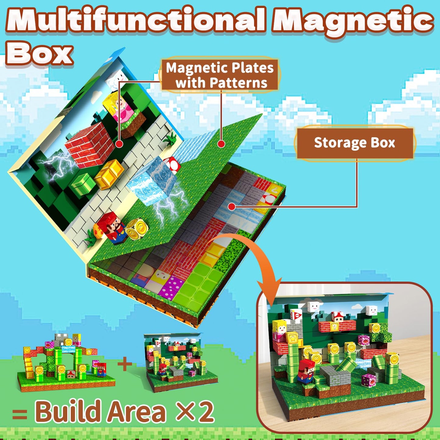 Magnetic Blocks 100Pcs Magnetic Building Cubes With Multi-Functional Magnet Box Travel Set Stem Sensory Construction Toys For Bo