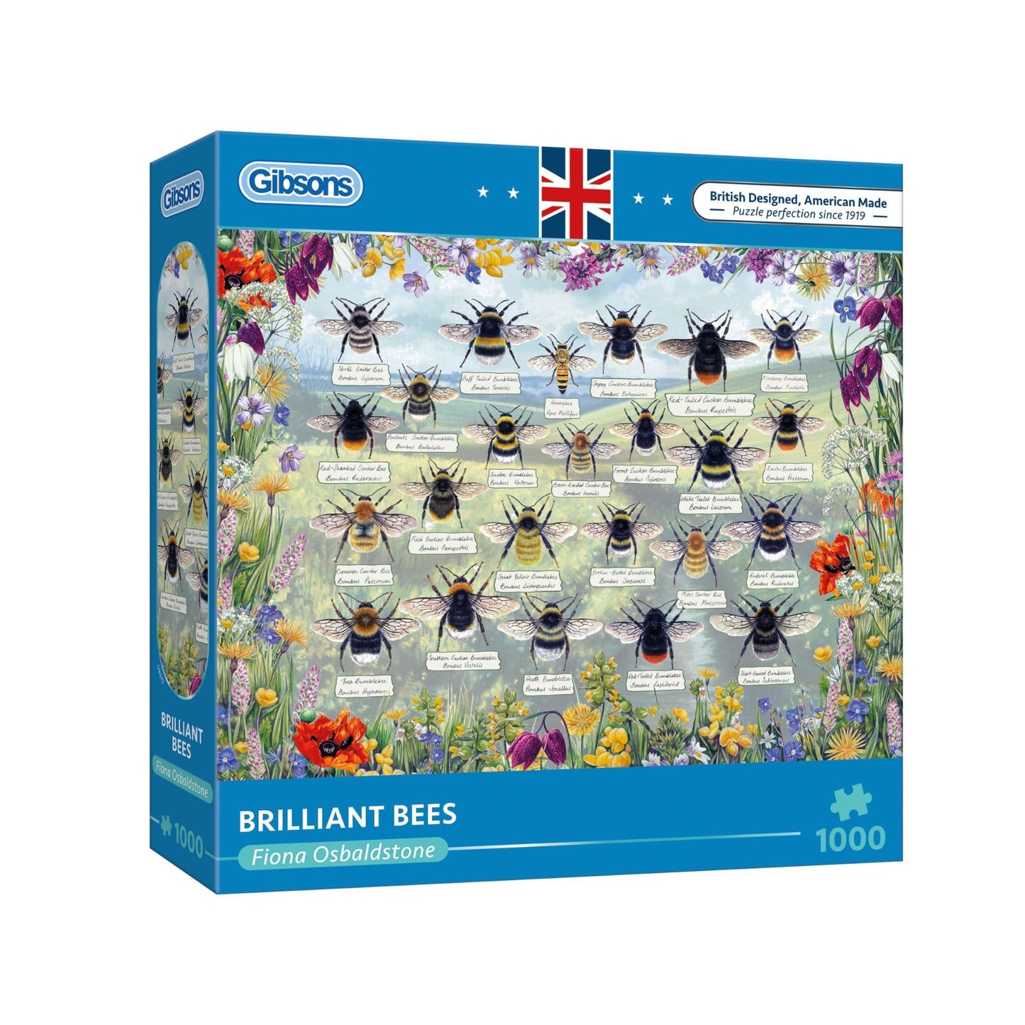 Gibsons Games Brilliant Bees 1000 Piece Jigsaw Puzzle - Made in America - Insect, Flower & Nature Artwork - Sustainable Puzzle f