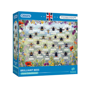 Gibsons Games Brilliant Bees 1000 Piece Jigsaw Puzzle - Made in America - Insect, Flower & Nature Artwork - Sustainable Puzzle f