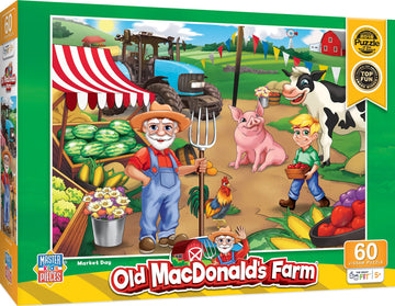 Baby Fanatics MasterPieces 60 Piece Jigsaw Puzzle for Kids - Old MacDonald's Farm Market Day - 19x14