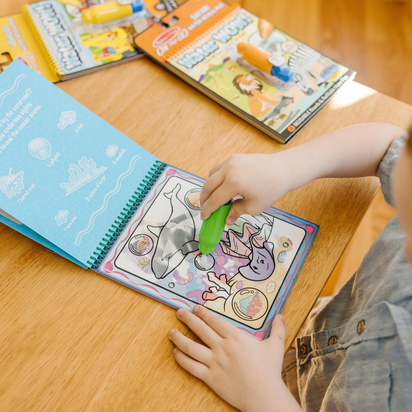 Melissa & Doug On The Go Water Wow! Reusable Water-Reveal Activity Pads, 3-Pk, Vehicles, Animals, Safari, 36 Months To 72 Months