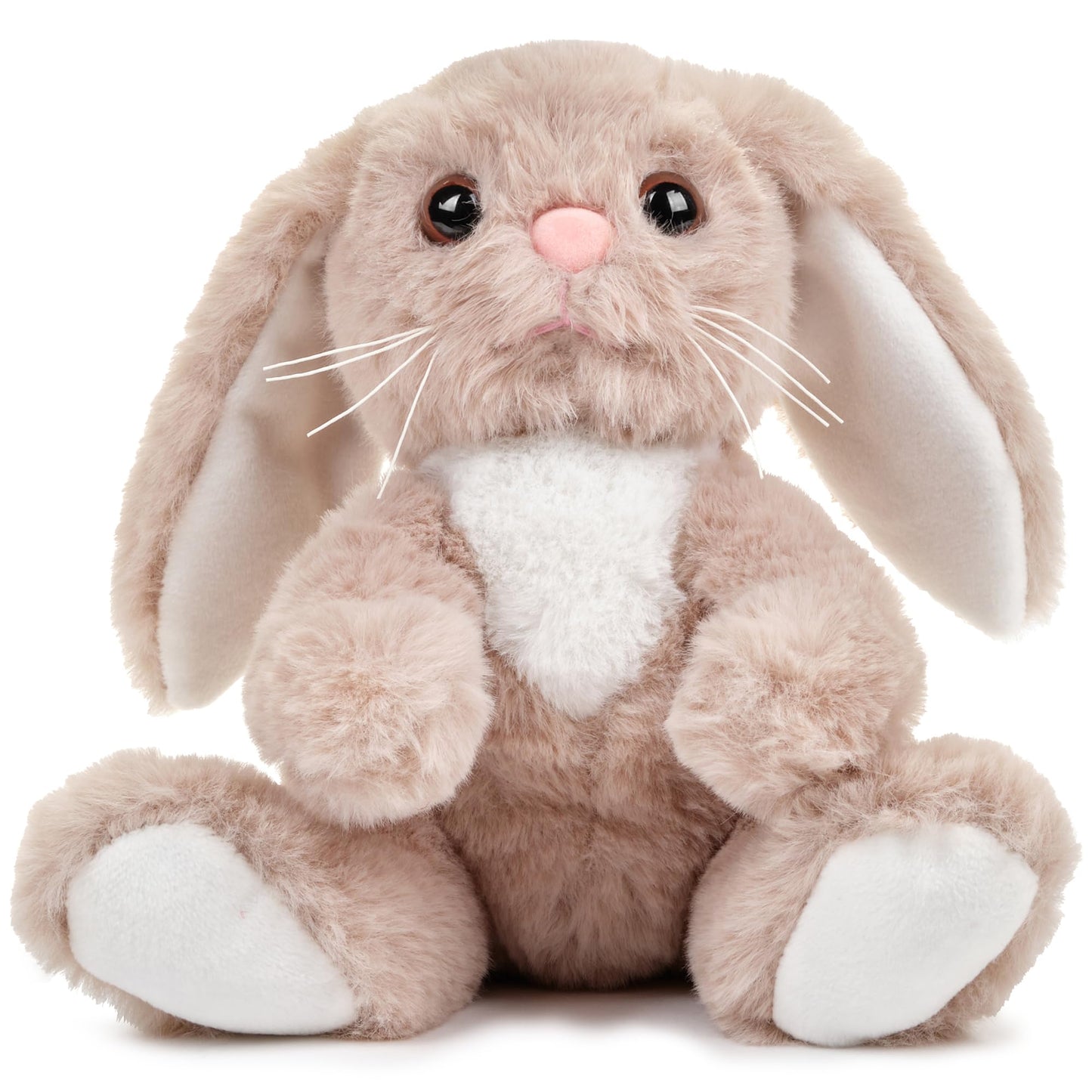Bearington Collection Lil’ Boomer Taupe And White Plush Stuffed Animal Bunny Rabbit, Adorable, Soft And Cuddly, Great Gift For Kids Of All Ages, Birthdays, Holidays And Special Occasions, 6 Inches