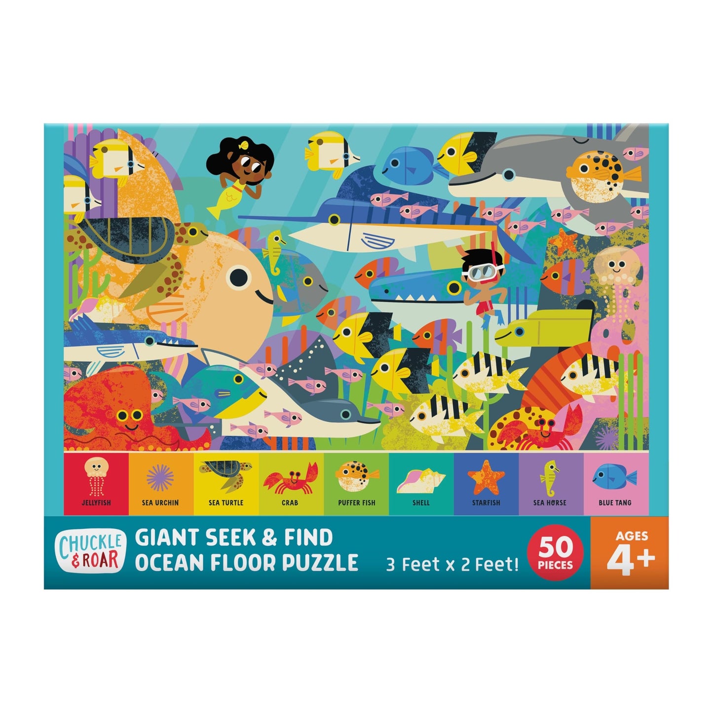 Chuckle & Roar Educational 50 PC Floor Puzzle Giant Seek & Find Ocean