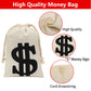 Eoocan 4 Pack Canvas Natural Money Bag Pouch With Drawstring Closure For Party Favor, 6.3 X 9 Inches Money Bags Dollar Sign For