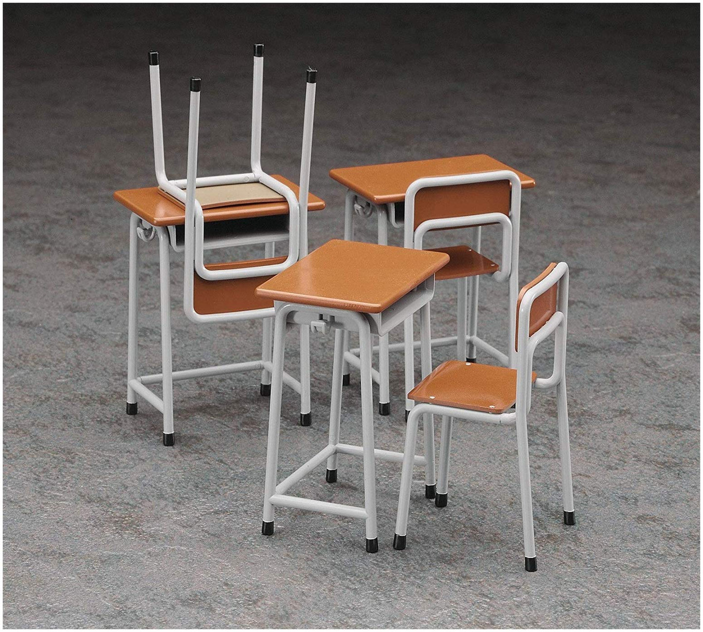 HASEGAWA 1/12 School Desk & Chair Set - Plastic Model FA01 for Toy Figures, Small Size