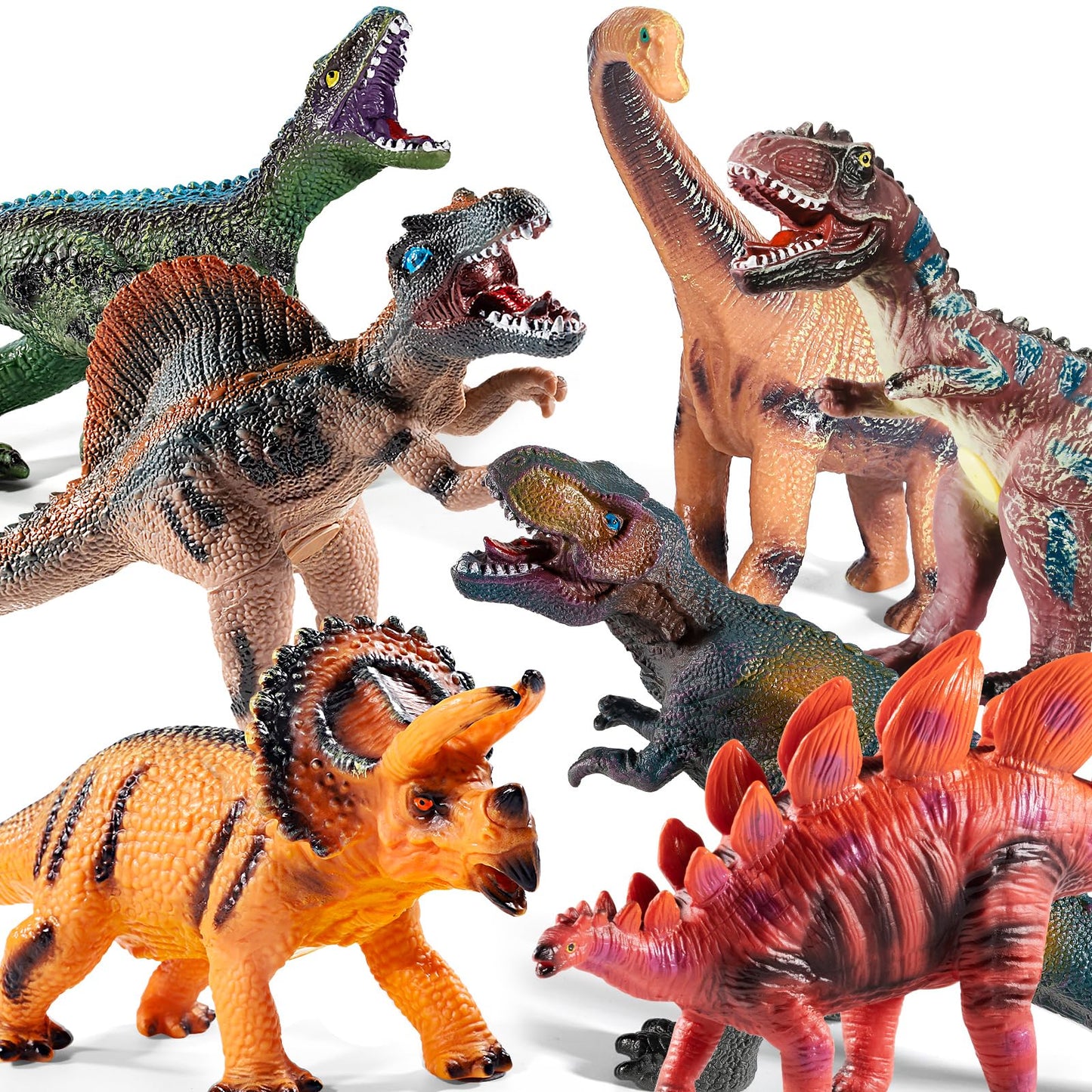 Temi 7 Piece Jumbo Dinosaur Toys For Kids 3-5, Large Soft Dinosaur Toys For Dinosaur Lovers, Dinosaur Toys For Boys Kids Toddler