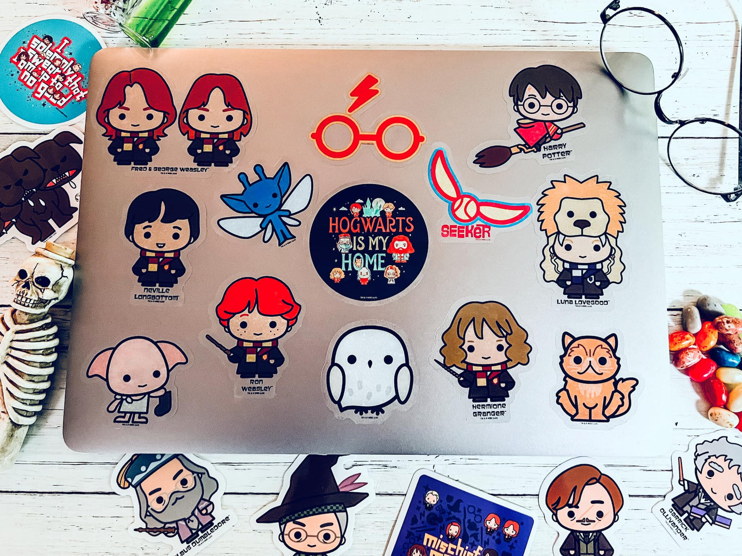Conquest Journals Harry Potter Chibi Clear Vinyl Decal Stickers, Set Of Unique Sticker Decals, Waterproof, Uv And Scratch Resistant, Great For All Your Gadgets (Transparent, 50-Pack)
