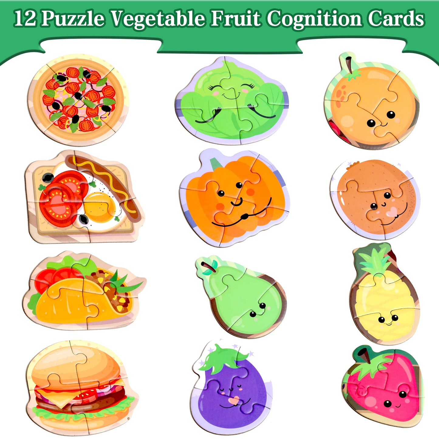 Magnetic Puzzles For Kids Ages 1-3, Travel Toddler Puzzles Ages 2-4 Year, Food Activities Toy For Boys & Girls 3-5 Yo - Learning