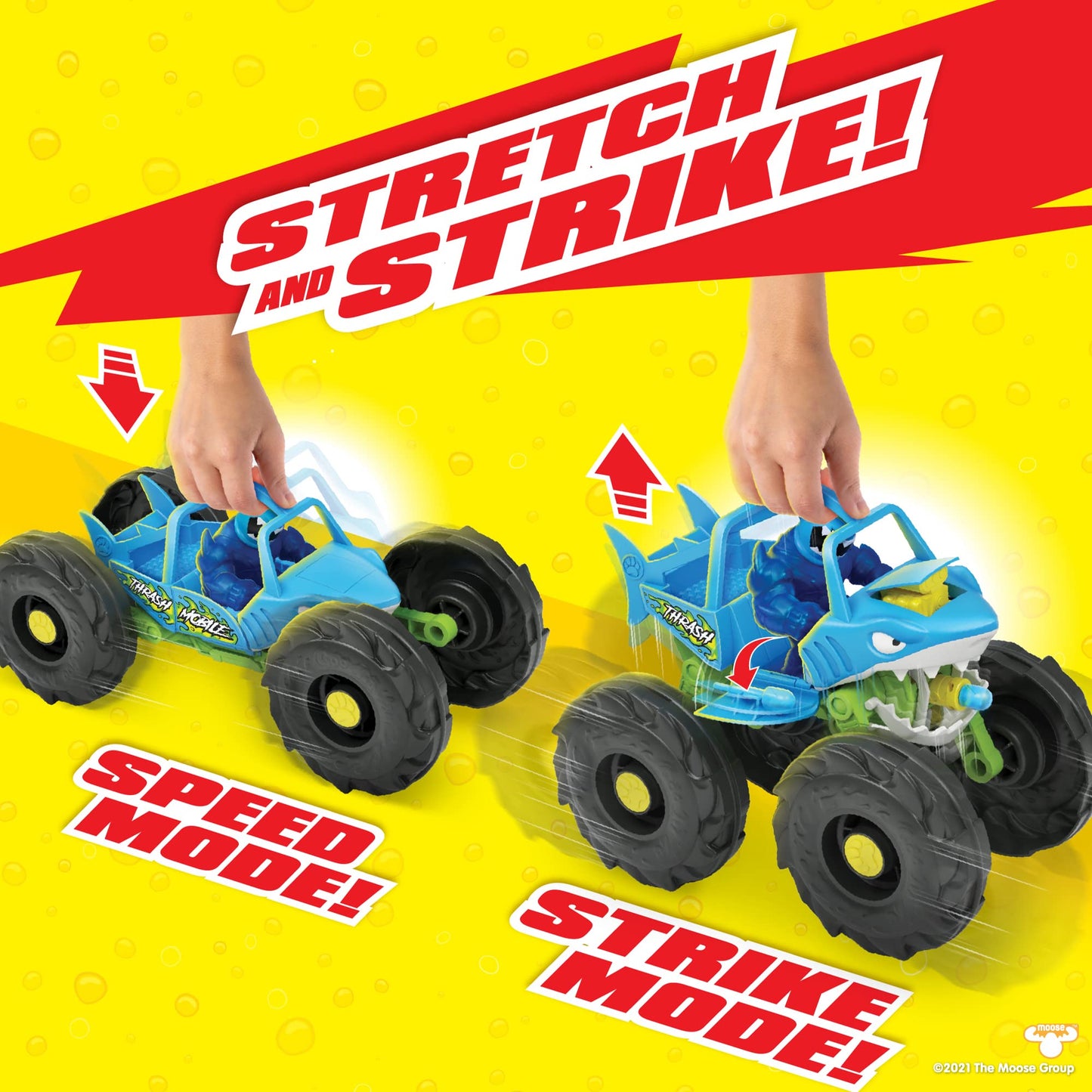 Heroes of Goo Jit Zu Stretch and Strike Thrash Mobile Vehicle, Multicolor, Model 41411, with Missile Launcher and Goo-Filled Race Suit