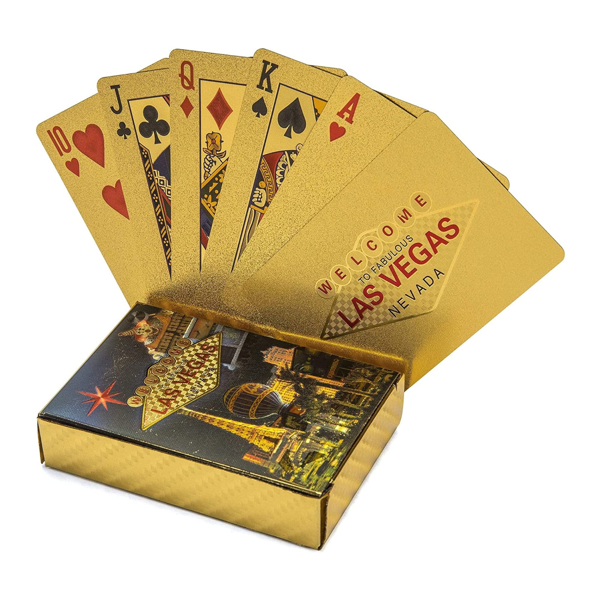 Kalifano Luxury Gold Plated Playing Cards - Las Vegas Themed Waterproof Gold Foil Deck Of Cards With Uses From Magic To Poker Wi