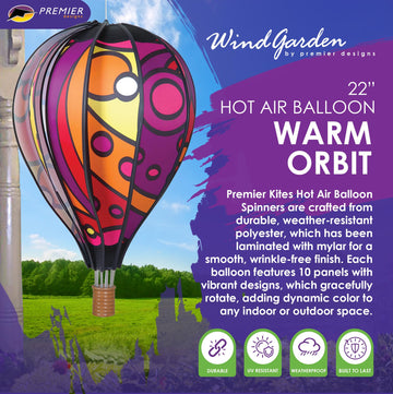 Hot Air Balloon Hanging Garden Spinner 22' - Vibrant Patriotic Design, Weather-Resistant Outdoor Decor, Durable & Lightweight For Patios, Yards, And Gardens - Eye-Catching Wind Spinner