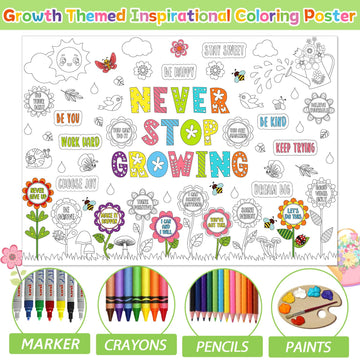 Naozinebi Never Stop Growing Coloring Poster For Kids Giant Coloring Poster Large Positive Affirmation Coloring Tablecloth Jumbo