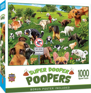 MasterPieces 1000 Piece Jigsaw Puzzle - Super Dooper Poopers, Cardboard, 19.25"x26.75", Model 72365 for Adults and Family