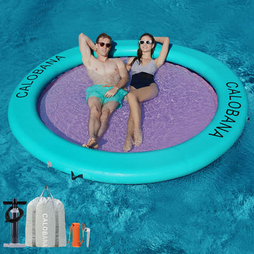 Calobana 10Ft Round Floating Ring, Heavy Duty Inflatable Water Hammock Pool Floats River Floats Tanning Pool Lounger For Lake Pa