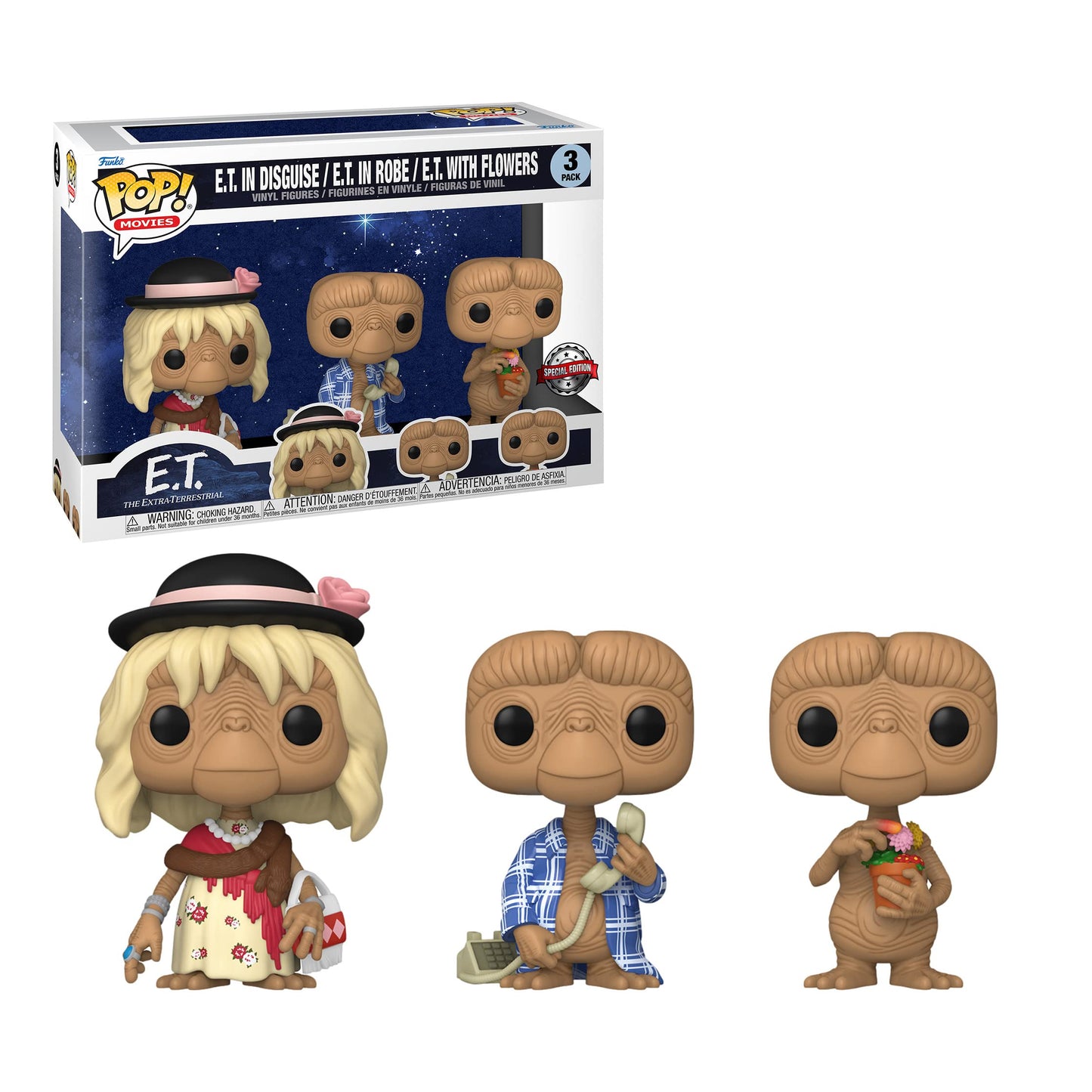 Funko Pop! Movies E.T. 40th 3 Pack Vinyl Figures Special Edition Multicolor limited availability