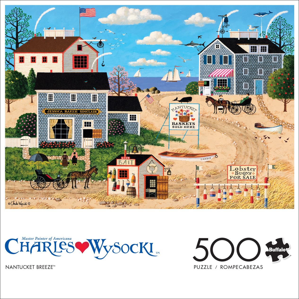 Buffalo Games 500 Piece Jigsaw Puzzle - Nantucket Breeze, Paper, Blue/White, 21.25 x 15.00 - Perfect for Game Nights