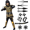 Spooktacular Creations Golden Ninja Costume for Boys  Kids Ninja Outfit Set with Golden protective covering and Patterns for Halloween Costume Dress Up Party  S