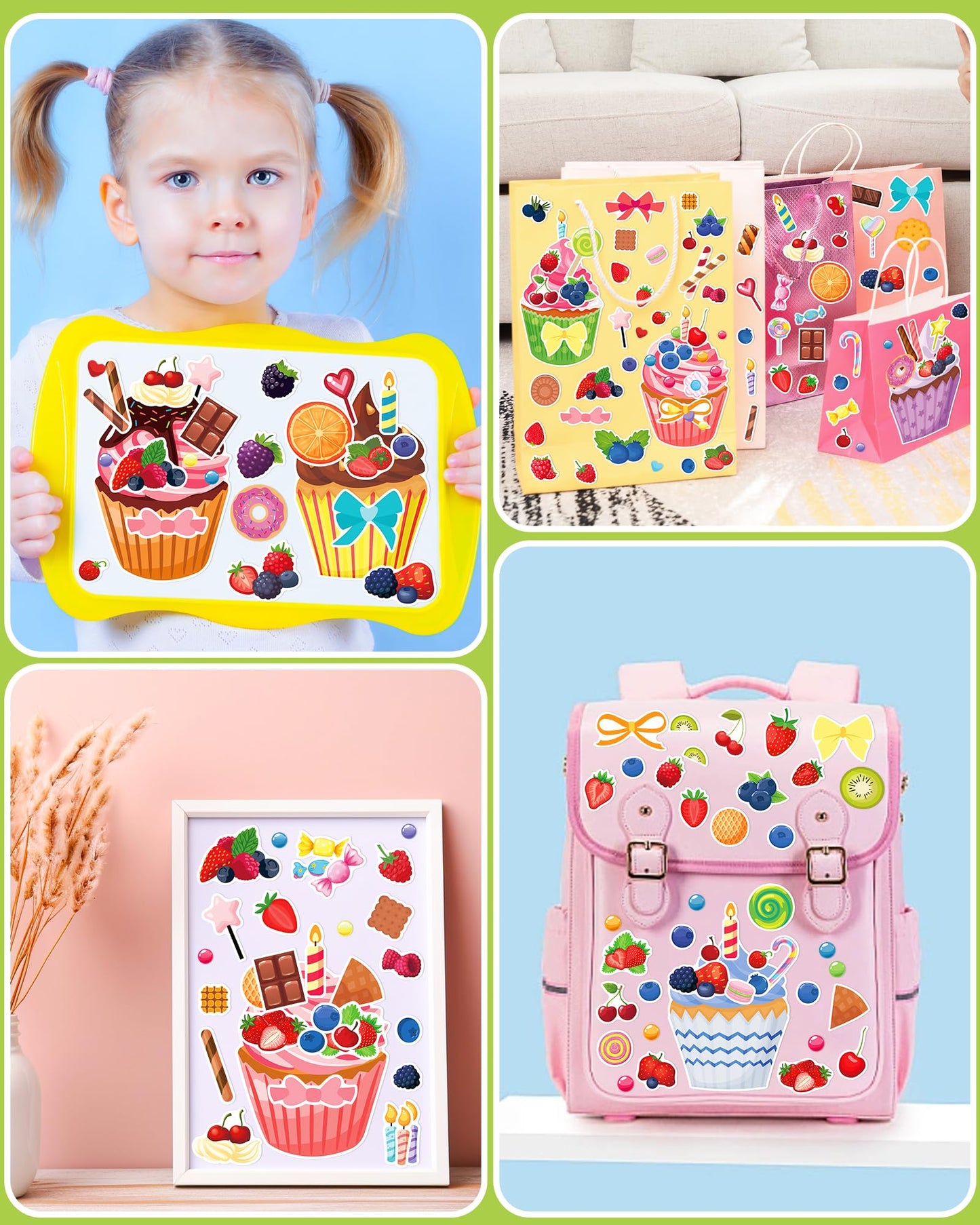 24 Pcs Make Your Own Cupcake Sticker Sheets For Kids, Cupcake Face Stickers For Kids Toddlers Crafts Activities Gifts Goodie Bag