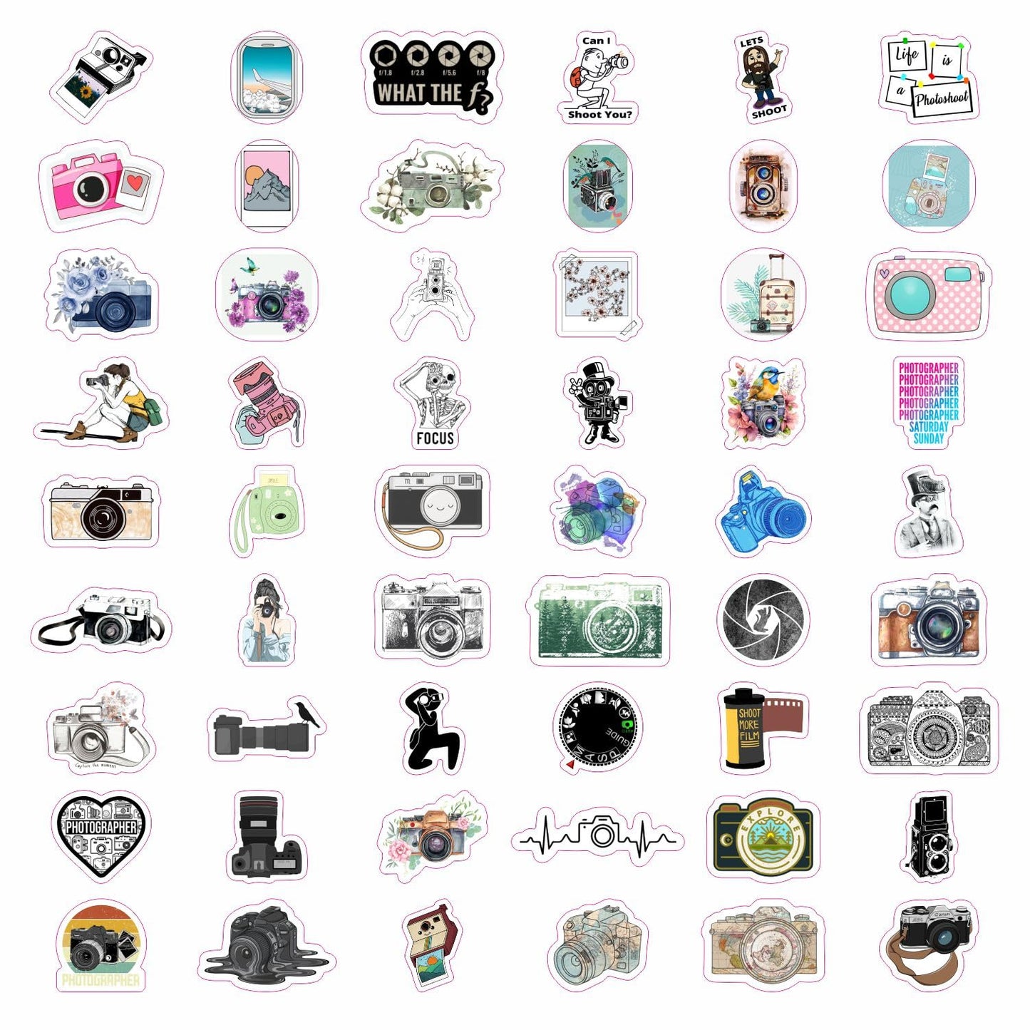 Bulbacraft 100Pcs Photography Stickers, Camera Stickers For Water Bottles, Laptop, Scrapbooking, Planners - Photographer Gifts W