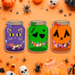 50 Pack Halloween Mason Jar Candy Cards for Kids Classroom - School DIY Trick or Treat Bags, Halloween Candy Cards with Clear Ba