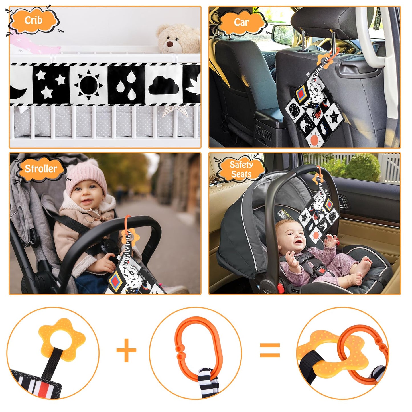 Sammas Black And White High Contrast Baby Toys 0-3 Months For Newborn Toys Infant Sensory Soft Book Infant Tummy Time Toys For Brain Development Montessori Learning Activities For Babies(3 Pcs)