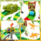 BEMITON Dinosaur Race Car Track Set - 273+ Pcs ABS Toys for Kids, Blue, Model 668-27A, Perfect Christmas Birthday Gifts for Ages 3-7