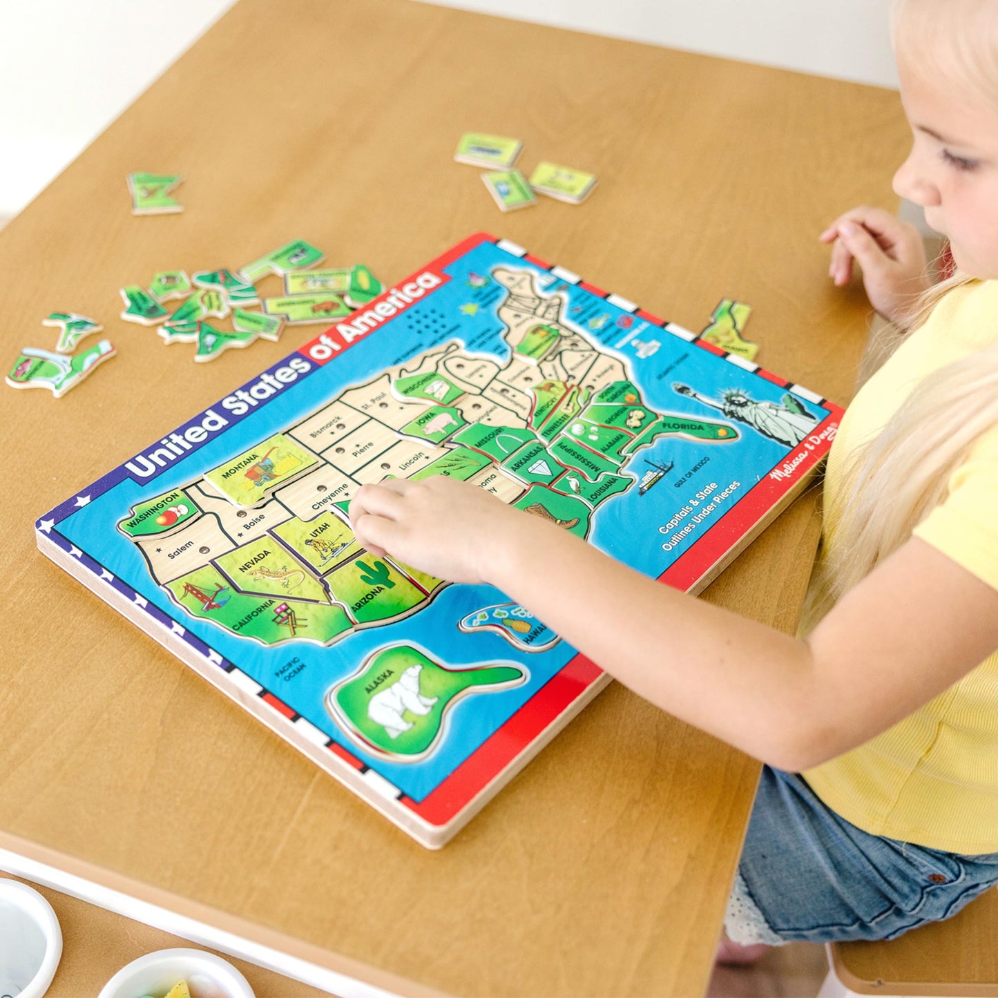 Melissa & Doug USA Map Sound Puzzle - 40-Piece Wooden Puzzle with Sound Effects - Multicolor