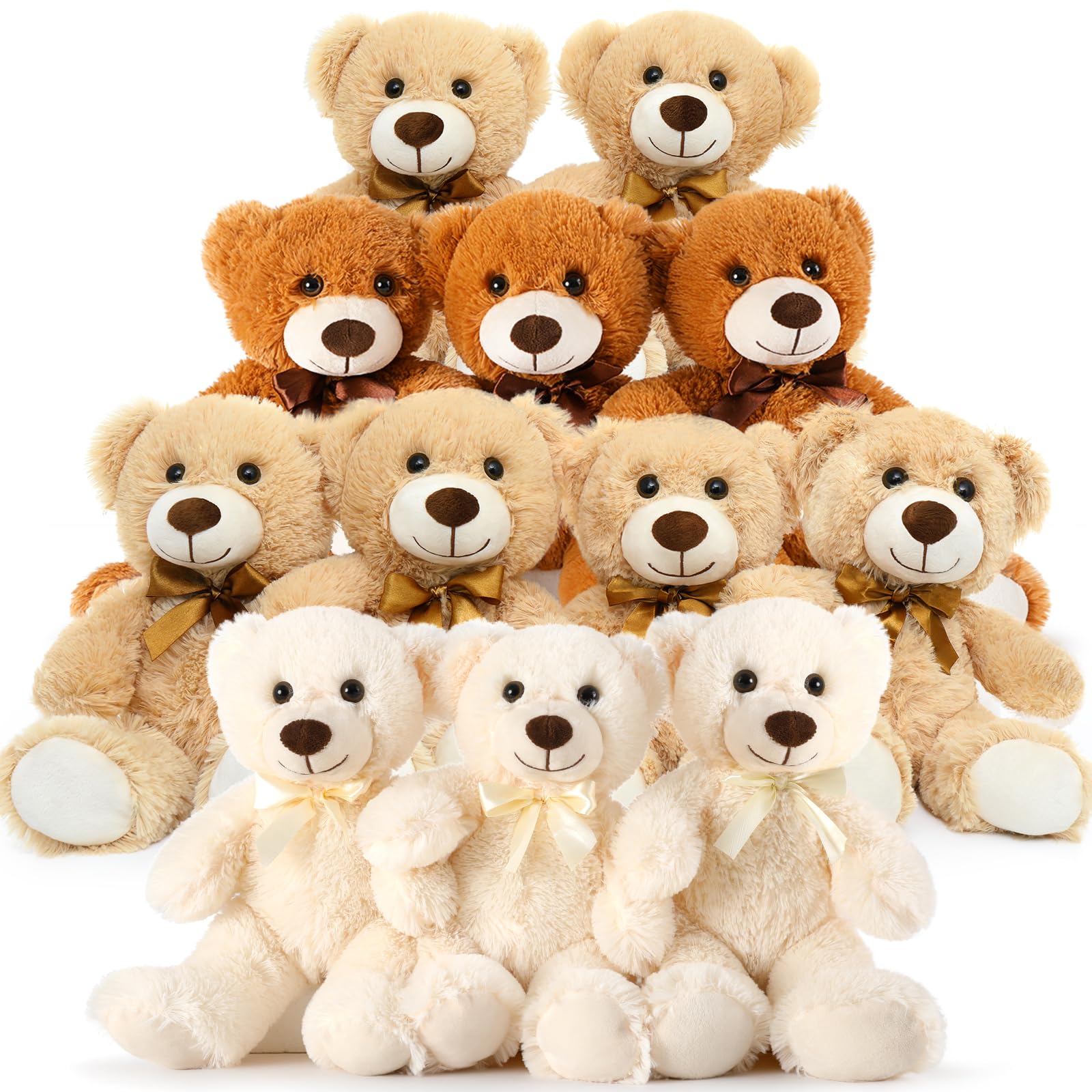 Maogolan Bulk Teddy Bear Baby Shower, 12 Packs Small Teddy Bear Stuffed Animals In Bulk,13.5 '' Small Stuffed Bears Plush For We