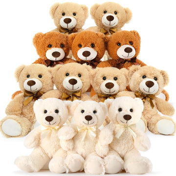 Maogolan Bulk Teddy Bear Baby Shower, 12 Packs Small Teddy Bear Stuffed Animals In Bulk,13.5 '' Small Stuffed Bears Plush For We