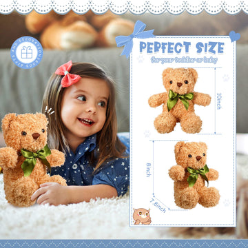 Hydren 15 Pieces Plush Stuffed Bears, 10 Inch Cute Soft Stuffed Bear Toy With Bow Tie For Graduation Baby Shower Christmas Birth