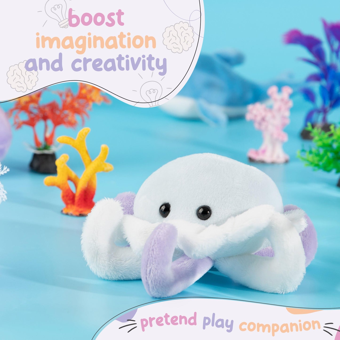 Forest & Twelfth Stuffed Jelly Fish, Single Mini Stuffed Animal Plush Toy For Kids, Ocean Party Favors And Goody Bags, Classroom