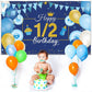 1/2 Birthday Decoration Backdrop Blue and Gold Half Birthday Banner 6 Months Happy Birthday Background Half Birthday Party Suppl