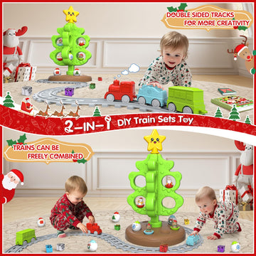 My First Christmas Tree For Kids, Toddler Christmas Tree Toy Set With Hanging Decorations Ornaments, Xmas Tree Skirt With Snowma