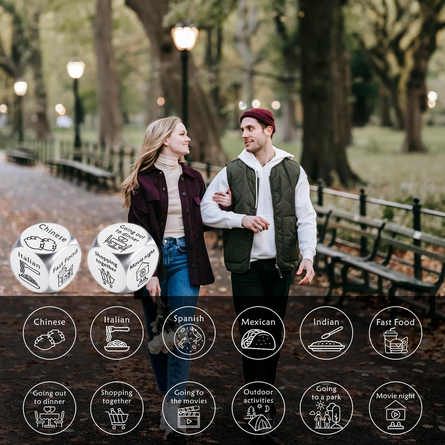 Valentines Day Gifts for Her Him Date Night Ideas for Couple Date Night Dice Food Dice Anniversary Birthday Gifts for Boyfriend
