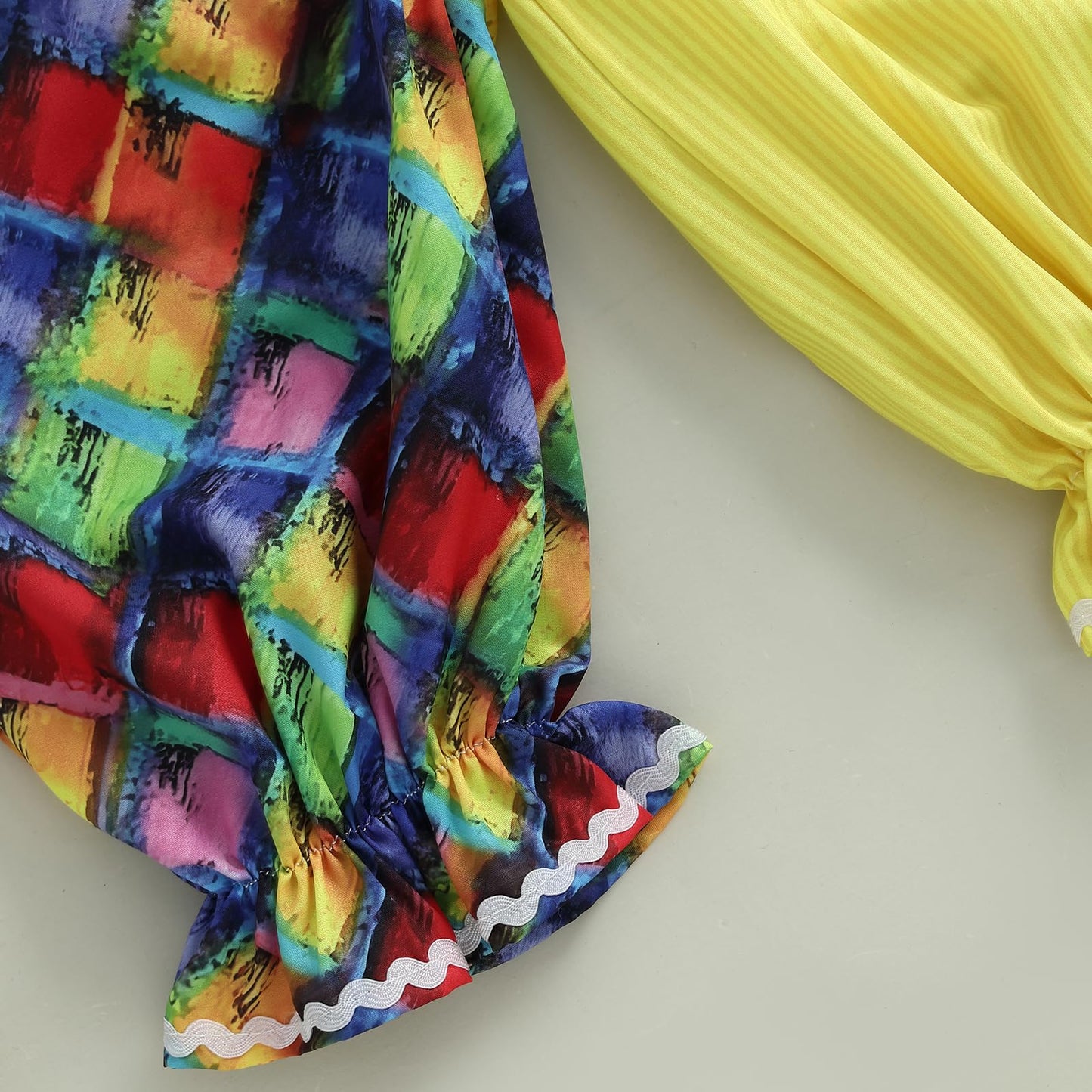 Thorn Tree Toddler Halloween Outfits Baby Boy Girl Clown Costume Contrast Color Long Sleeve Jumpsuit Hat Smocked Outfits (Yellow