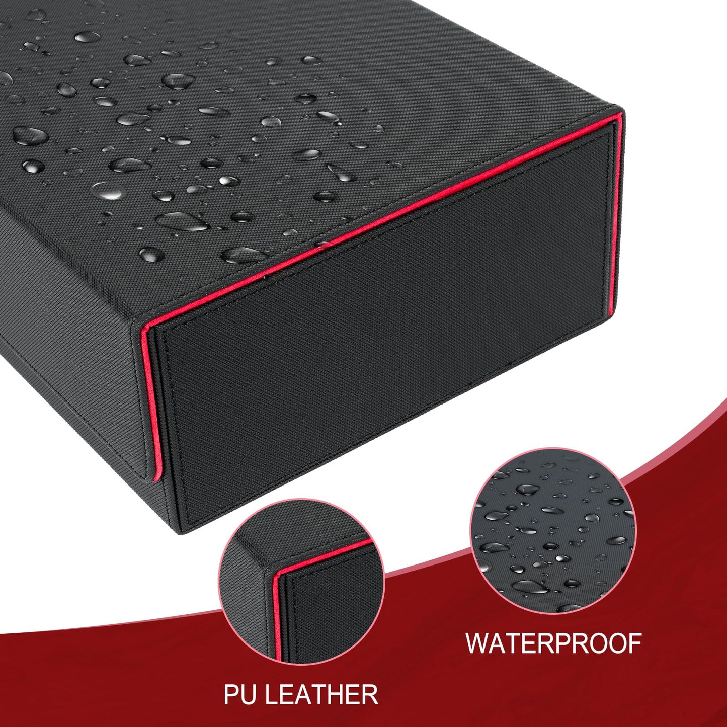 LEFORZ Card Deck Box X-Large enhanced Card Game Deck Storage Box Fits 5 Decks Card Box Card Deck Case Compatible with MTG/TCG/Yugioh/Magic/Commander(Black&Red)