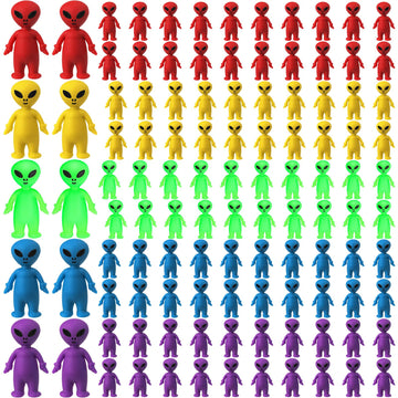 Croblissful 100 Pcs Mini Alien Figures Bulk Colorful Glow In The Dark Small Little Alien Figurines For Space Party Favors Hide A