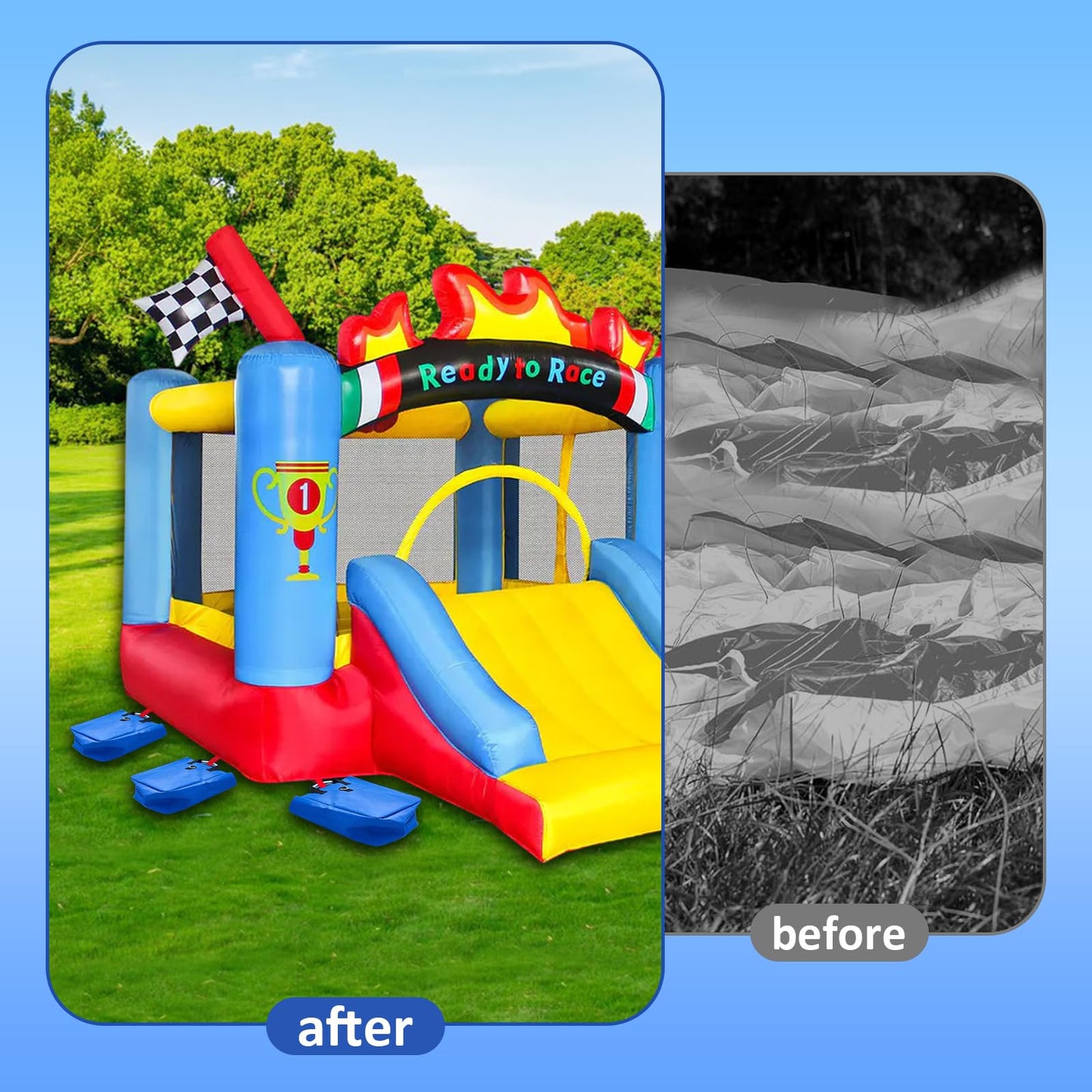 6 Pcs Sturdy Outdoor Toy Sandbags with Handle  50lb Capacity  6-Pack - Safely SeInflatable Bounce Houses  Water Slides  and Tents Blue