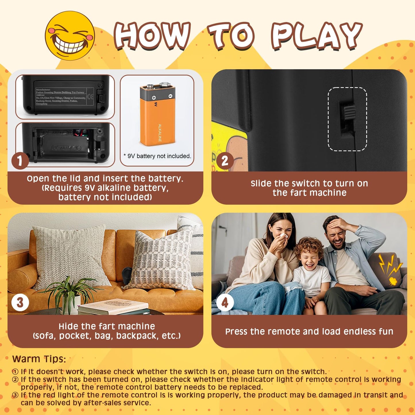 Taabhbu Remote Controlled Fart Machine - Fart Blaster With Remote, 50 Realistic Sounds, Wireless Range Over 10M - Hilarious Pran