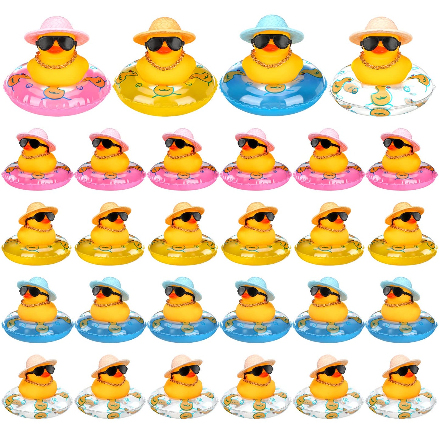 Marsui 48 Pcs Mini Rubber Ducks Summer Beach Funny Rubber Ducky Bathtub Shower Ducks for Baby Shower Swimming Pool Toys