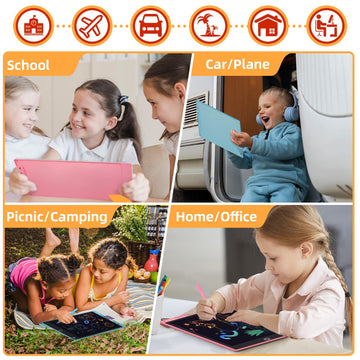 LCD Writing Tablet, 2 Packs Drawing Pads for Kids 3 4 5 6 Years Old 12 Inch Colorful Lines Doodle Scribble Boards Educational To