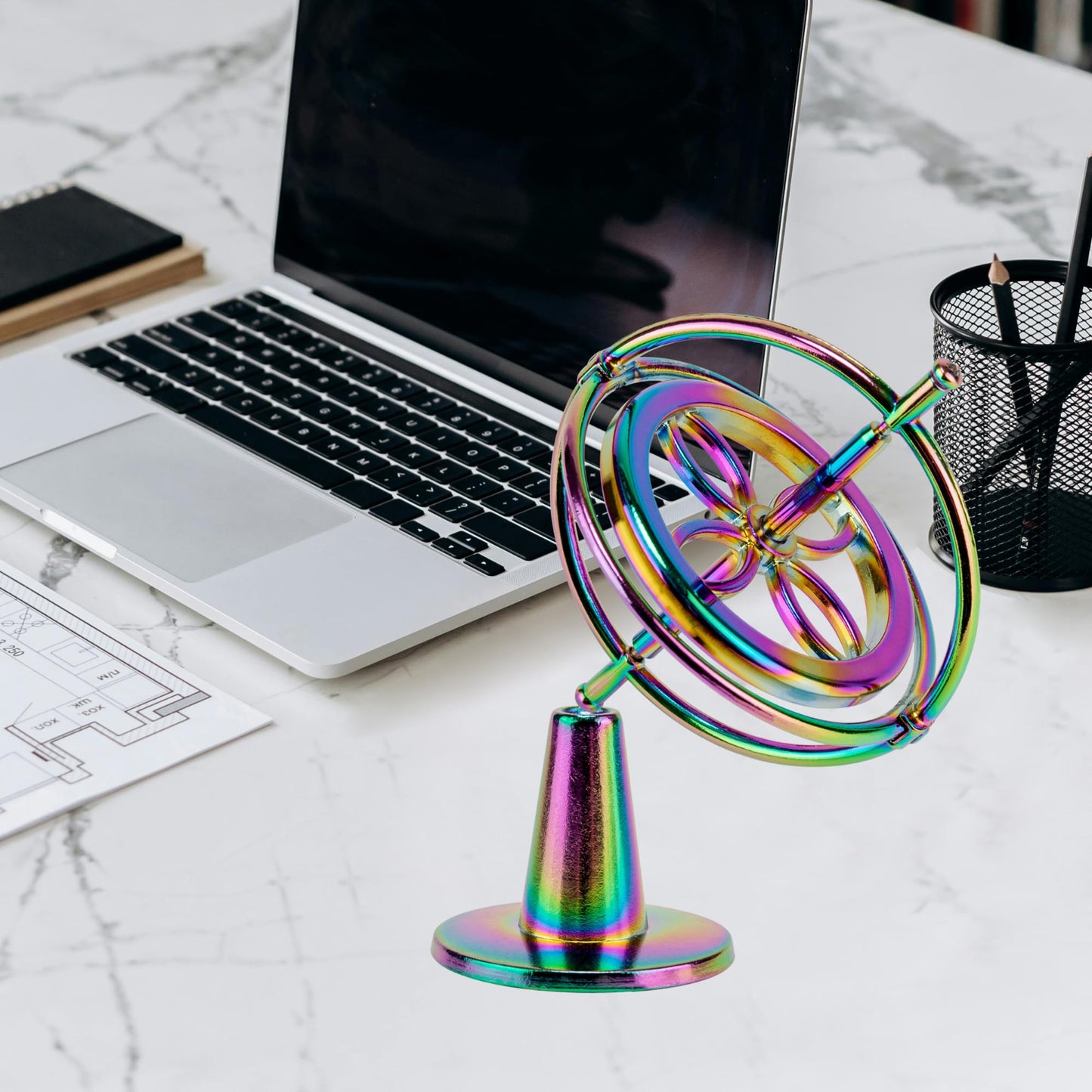 QLKUNLA Gyroscope Toy - Metal Anti-Gravity Rotating Desk Toy, Small, Bright Colorful Shades, Model QL-110