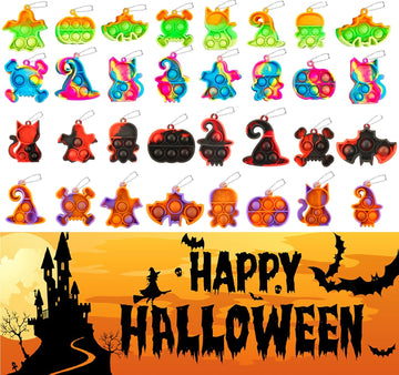 Jdsty 32Pcs Halloween Mini Pop Fidget Toys Packs For Kids Girls Boys Halloween Party Favors Halloween Treat Bags Gifts Stress Re
