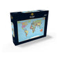 MyPuzzle Colorful 500 Piece Jigsaw Puzzle - World Map with Borders, Countries, Roads and Cities - Cardboard for Adults