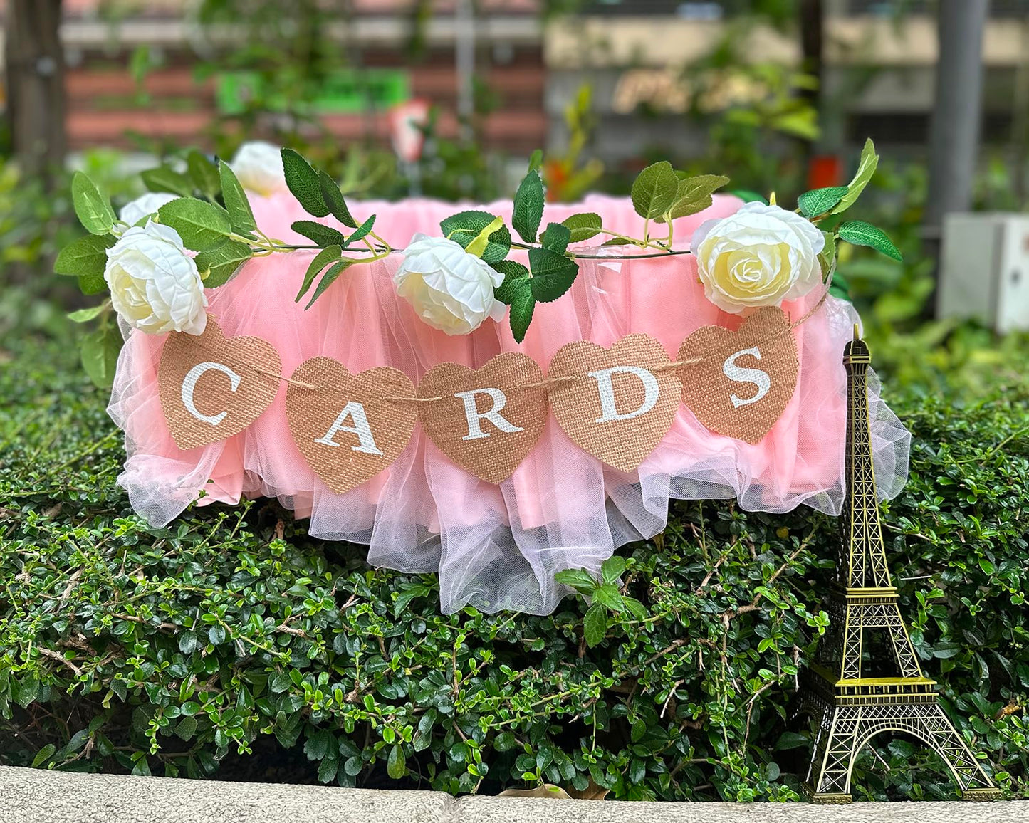 DS. DISTINCTIVE STYLE Cards Banner 9 x 9cm Heart Jute Burlap Banner Jute Garland for Party Decoration, Photo Prop, Wedding