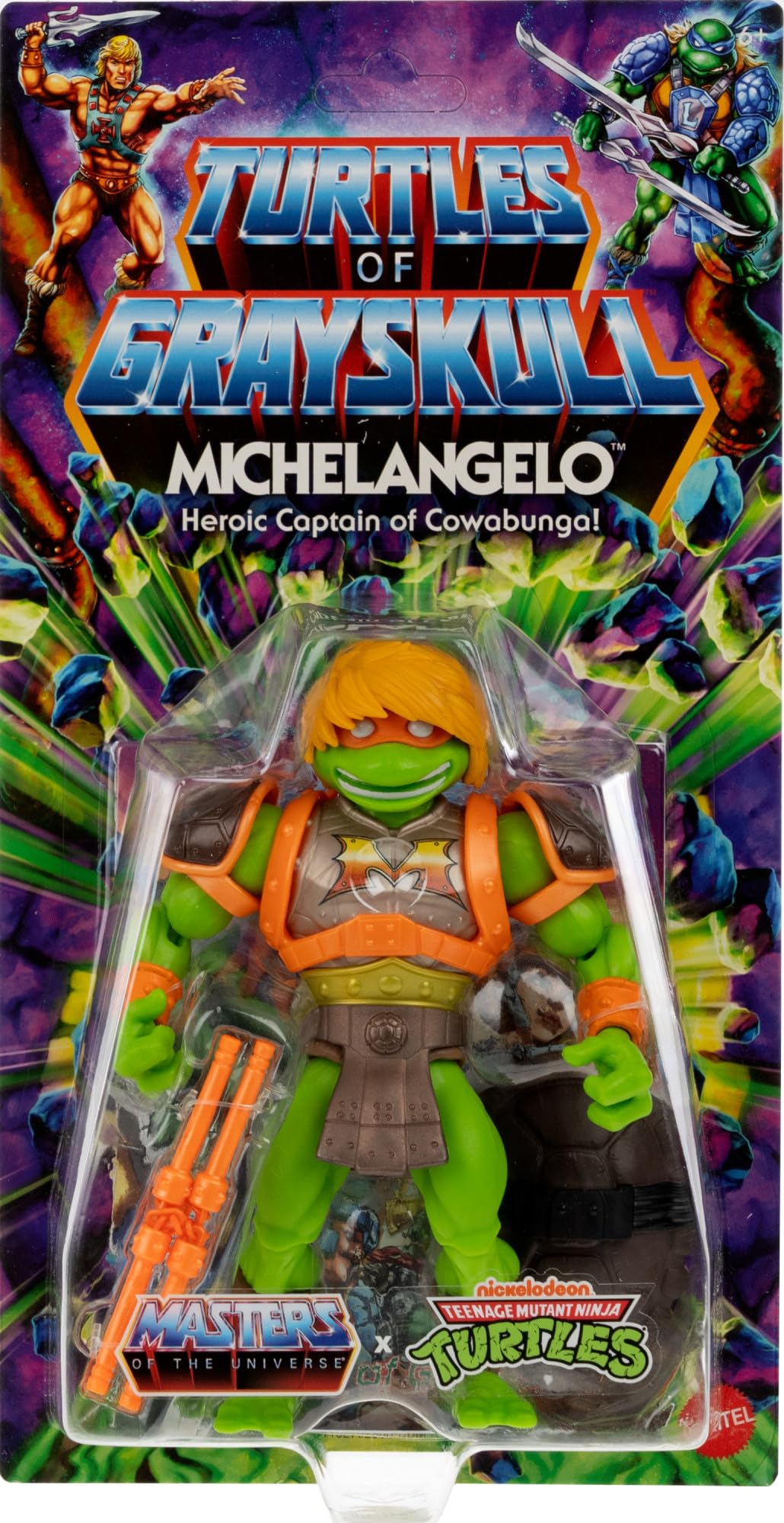 Masters of the Universe Mattel Origins Turtles of Grayskull Action Figure & Accessories  Michelangelo Collectible Toy with 16 Joints  TMNT & Motu Crossover