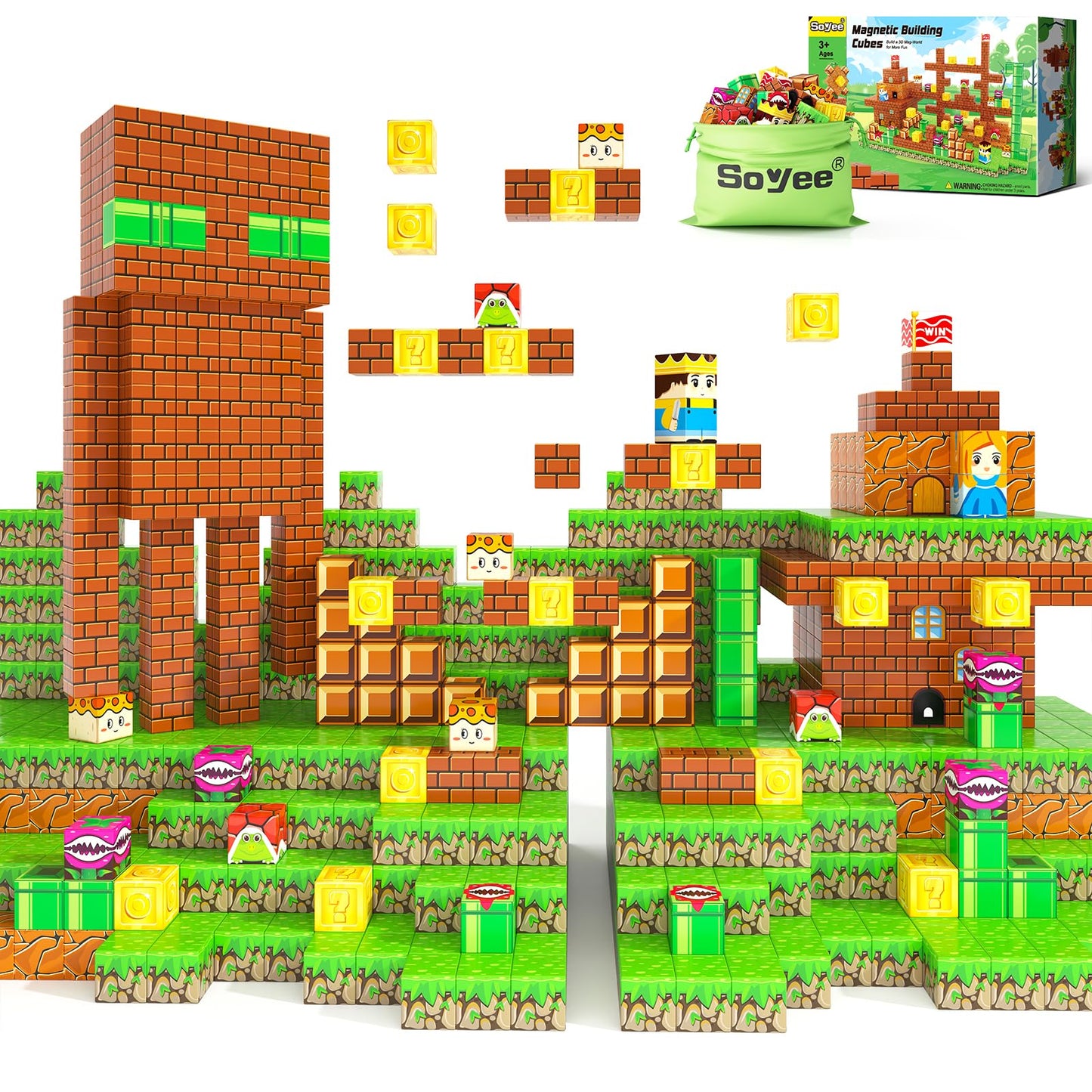 108Pcs Magnetic Blocks Building Toys - Build Mine Magnet World Game Adventure Set 1'' Magnet Building Blocks Cubes Boys Girls Toys Ages 3-5 4-6 5-7 6-8 Kids Gifts For 3-12 Years Old