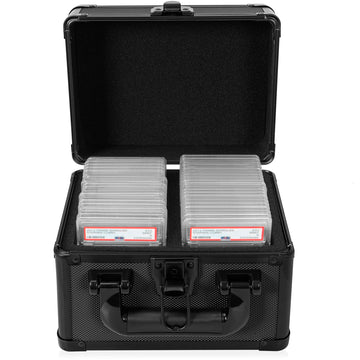 Ouutmee Graded Card Case - Aluminum Alloy Graded Card Storage Box Compatible With 40 Card Slabs, Sports Trading Card Case Fits P