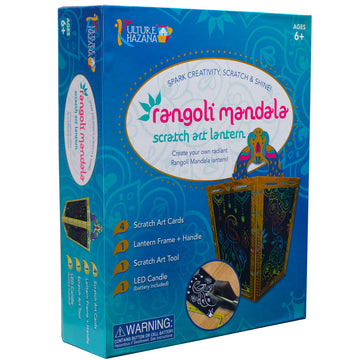 Kulture Khazana: Rangoli Mandala Scratch Art Lantern - DIY Craft Kit, LED Candle, 12 Tall, India & South Asian Culture Activity 