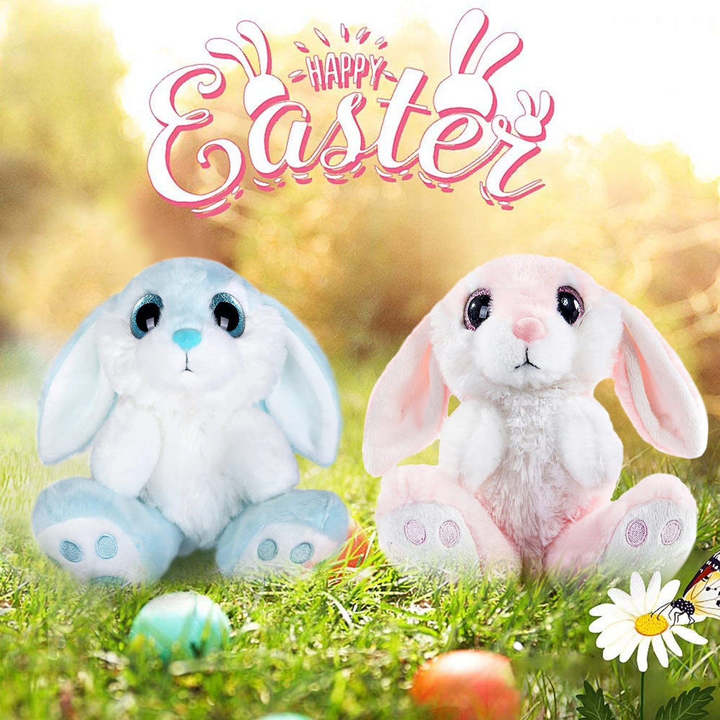 My Oli Bunny Rabbit Stuffed Animal Plush Bunny 7'' Easter Stuffed Bunny With Floppy Ear 2 Pack Plush Rabbit Bedtime Friend Plush